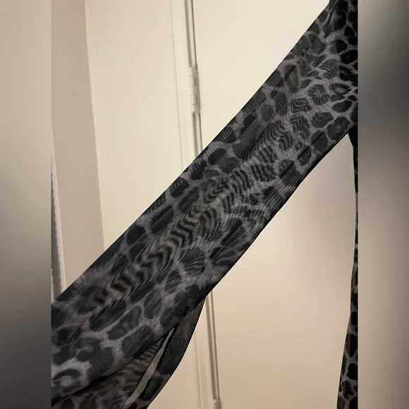 SHEIN Leopard Print Sheer Sleeve Mini Dress - Picture 3 of 4